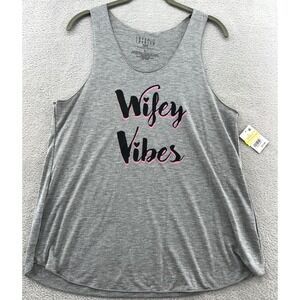 Love & Cherish Shirt Womens Large Grey Wifey Vibes Sleeveless Tank Top Stretch